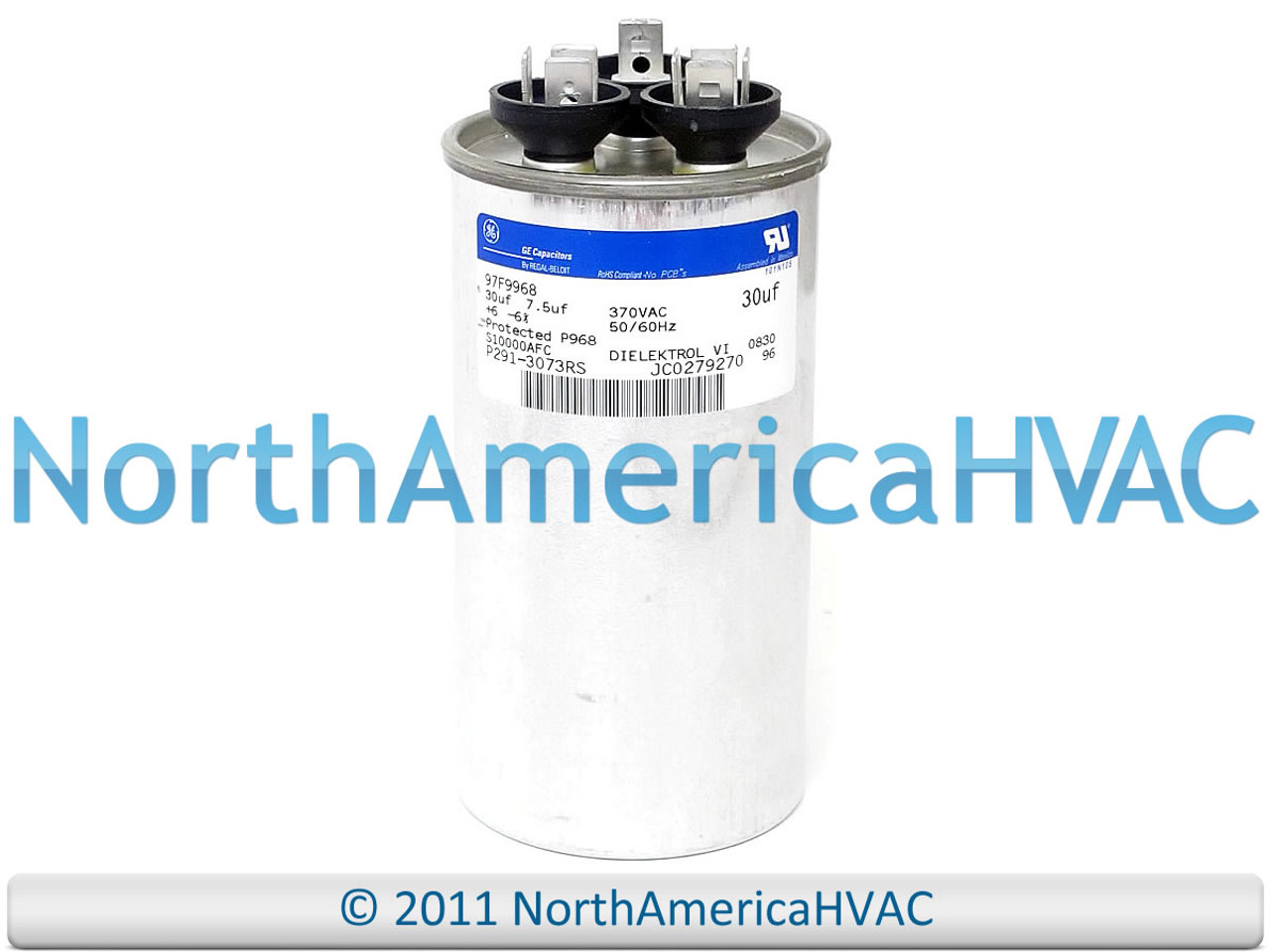 Capcom GE Genteq Dual Run Capacitor Round 30/7.5 uf MFD 370
